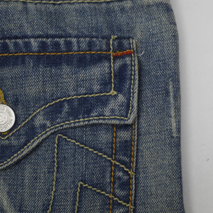 Y2K Mens True Religion Joey Flap Pocket Blue Denim Jeans Size 36x33