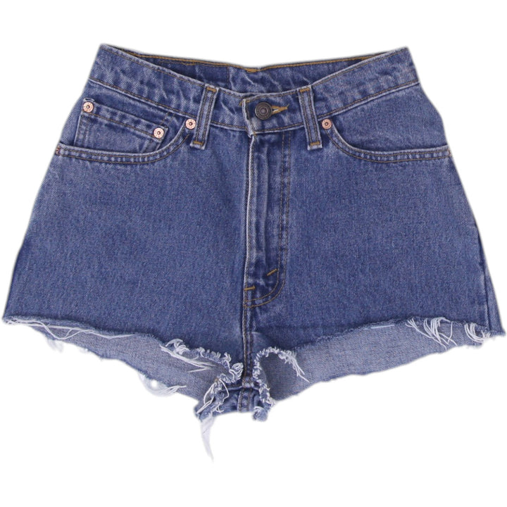 Levis 512 Blue Frayed High Waist Denim Shorts Size 28