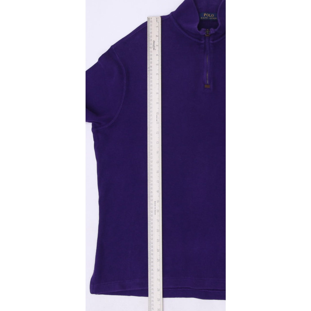 Mens Polo Ralph Lauren Sweater Purple 1/4 Zip Cotton Knitwear Size L