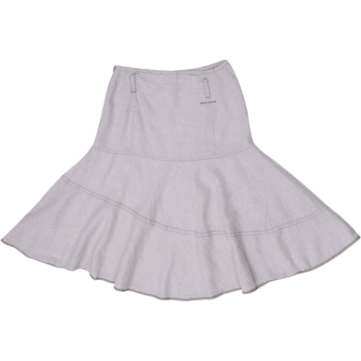 Y2K Ladies DKNY Jeans Linen Blend  Utility Midi Skirt Size 6