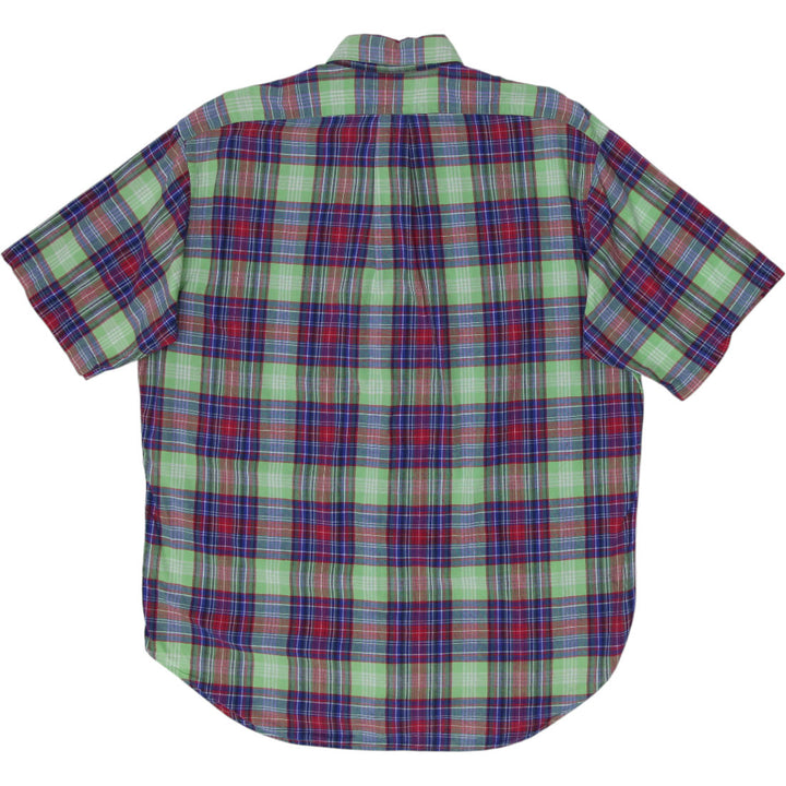 Mens Ralph Lauren Blake Plaid Short Sleeve Shirt Green Red Blue Cotton