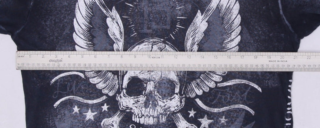 Y2K Affliction Skull Graphic Streetwear T-Shirt Size M