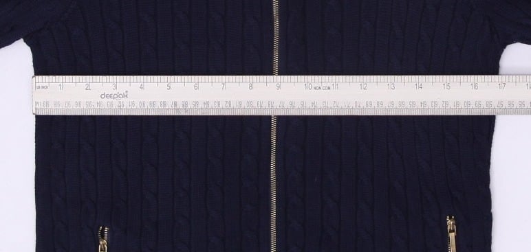 Ladies Lauren Ralph Lauren Full Zip Sweater Navy Cable Knit M