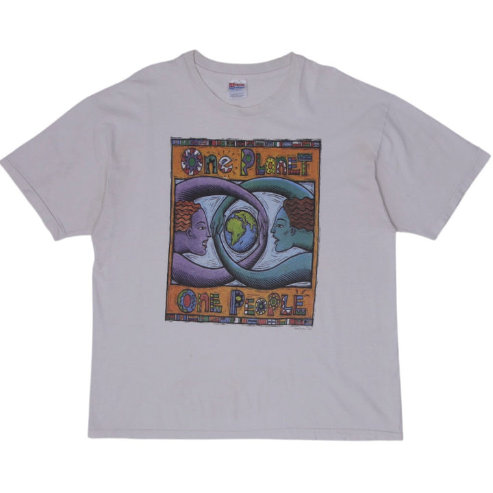 Vintage 90s Planet Earth Shirt S-Stitch Humanity T-Shirt Made in USA Size XL