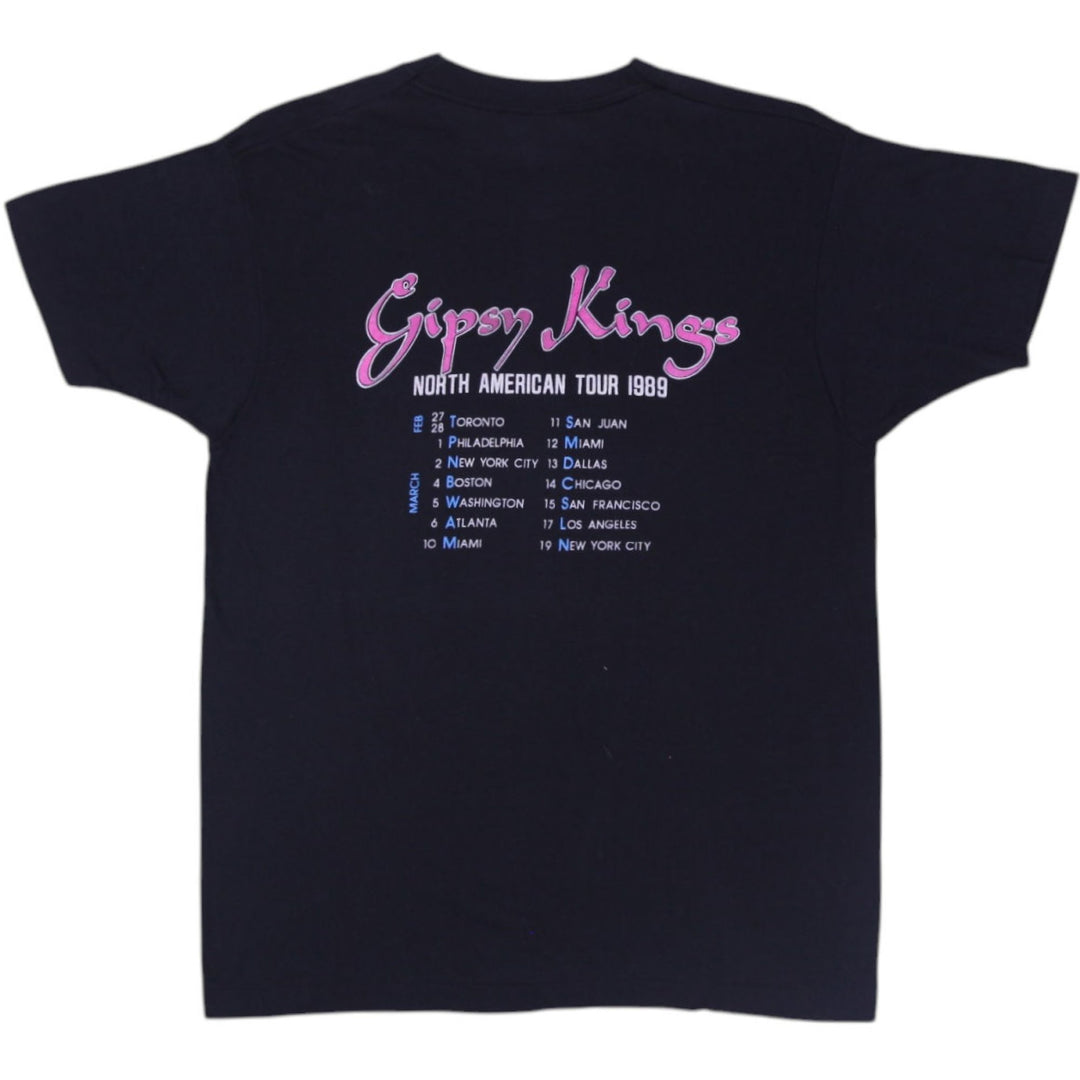 Vintage Black Gipsy Kings North American Tour 1989 Single Stitch XL T-Shirt | Migration_T-Shirts - Side View | Fashion Rerun
