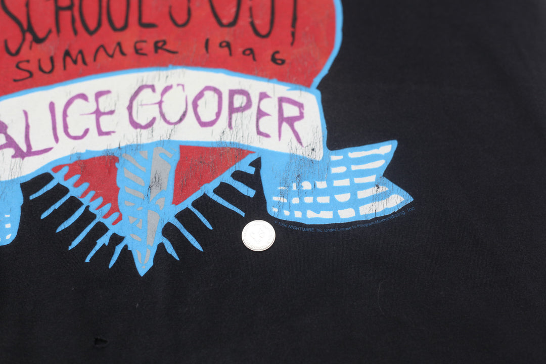 1996 Vintage Alice Cooper School's Out Summer T-Shirt Black Made In USA  XL - Fashion Rerun Vintage Migration_T-Shirt