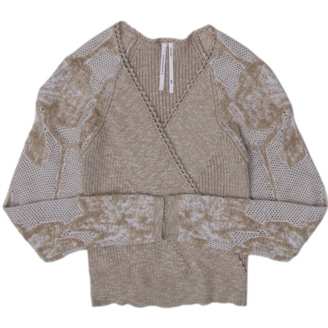 Y2K Ladies Beige Crochet Lace Knitwear Top Size XXSP | Migration_Knitwear & Sweaters | Fashion Rerun