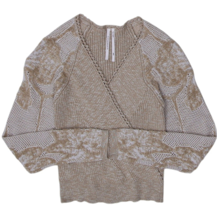 Y2K Ladies Beige Crochet Lace Knitwear Top Size XXSP | Migration_Knitwear & Sweaters | Fashion Rerun