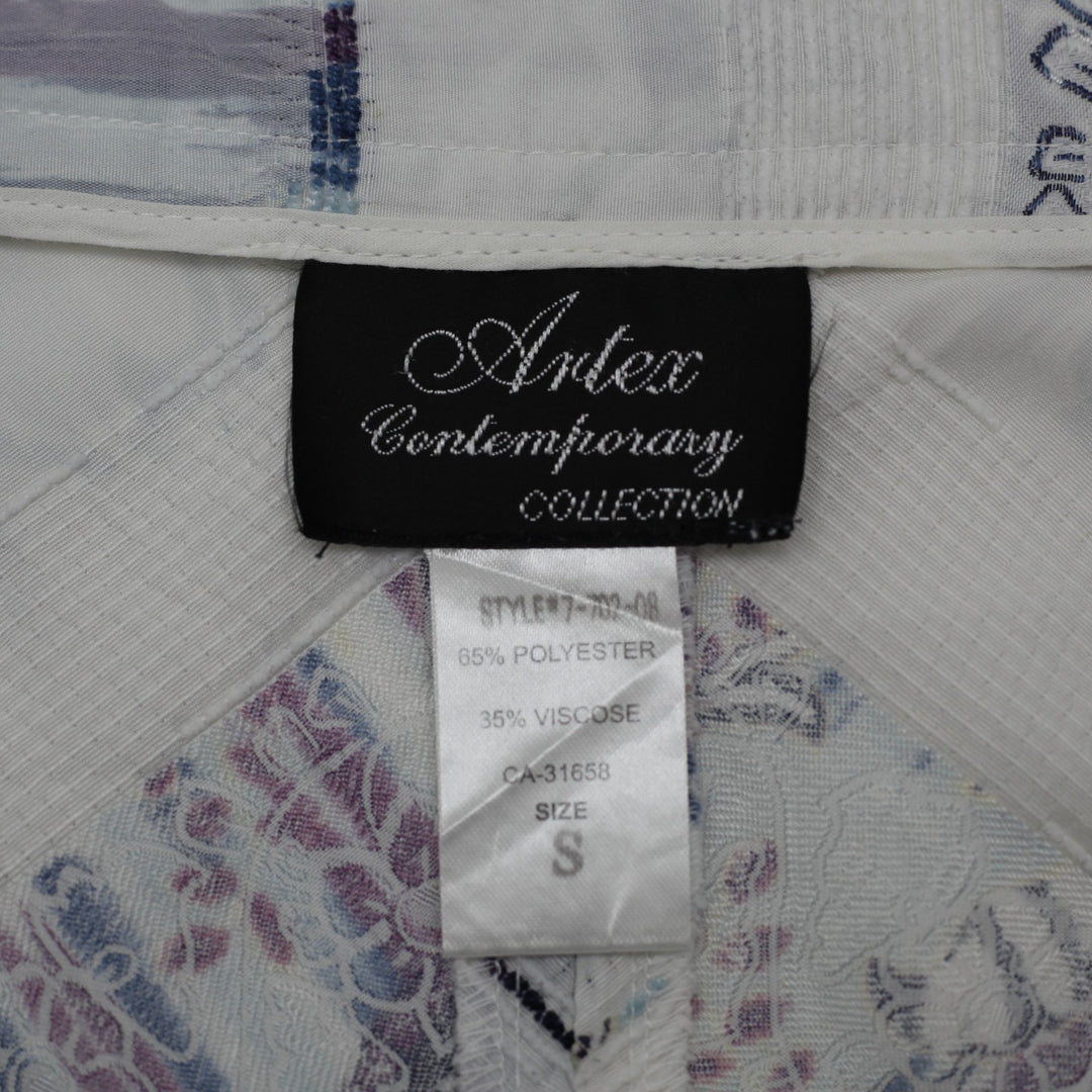 Y2K Ladies Artex Contemporary Chevron Printed Maxi Skirt White Grey Floral Paisley S