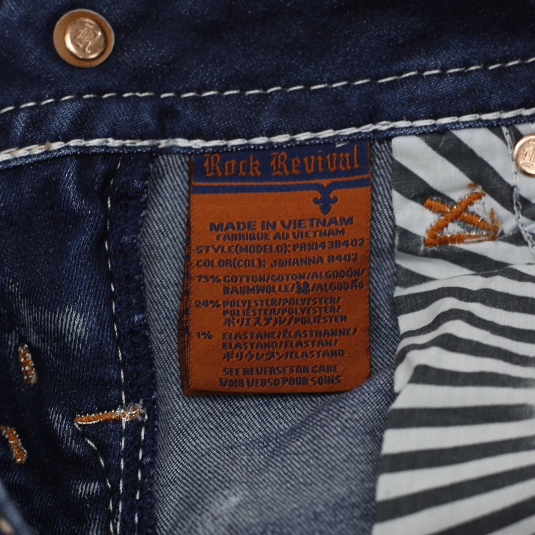Ladies Rock Revival Johanna  Denim Embroidered Bootcut Jeans Washed Size 26 | Migration_Jeans - View 6 | Fashion Rerun