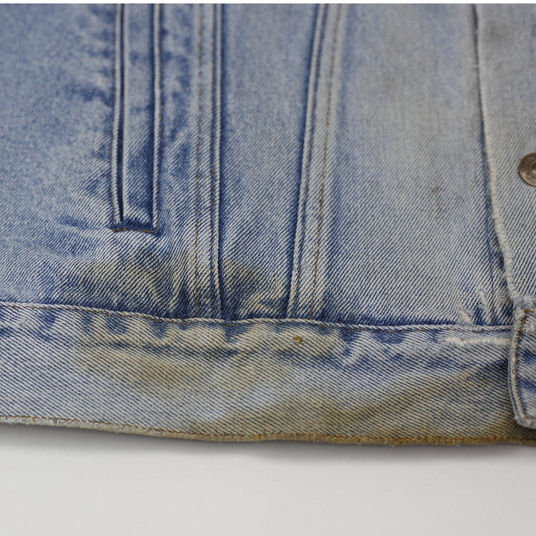 Vintage Levi Strauss Trucker Jacket Washed Blue Distressed Denim Size 48