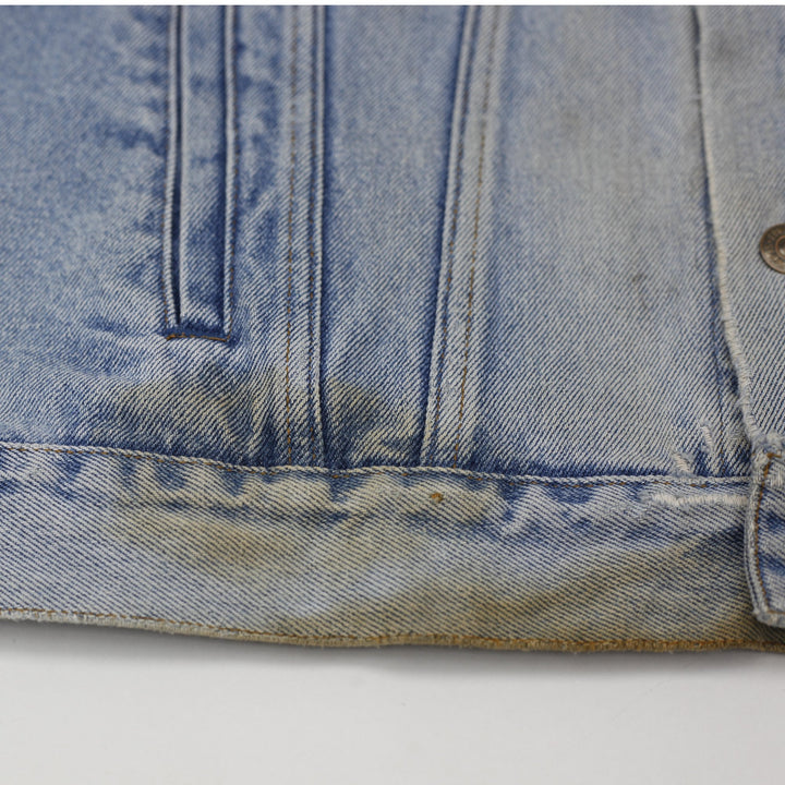 Vintage Levi Strauss Trucker Jacket Washed Blue Distressed Denim Size 48