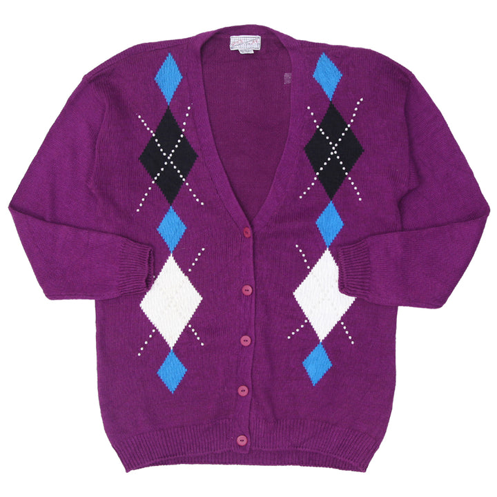 Vintage Spice Of Life Argyle Pearl Sweater Cardigan Ladies - Fashion Rerun Vintage Migration_Sweaters