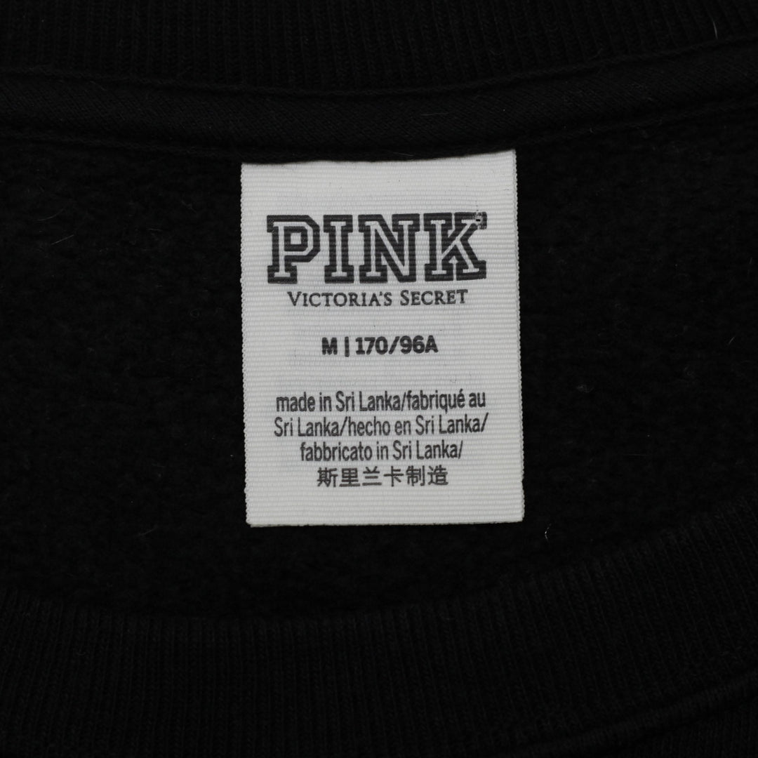 Ladies PINK Victoria Secret Crewneck Pullover Sweatshirt Black Size M