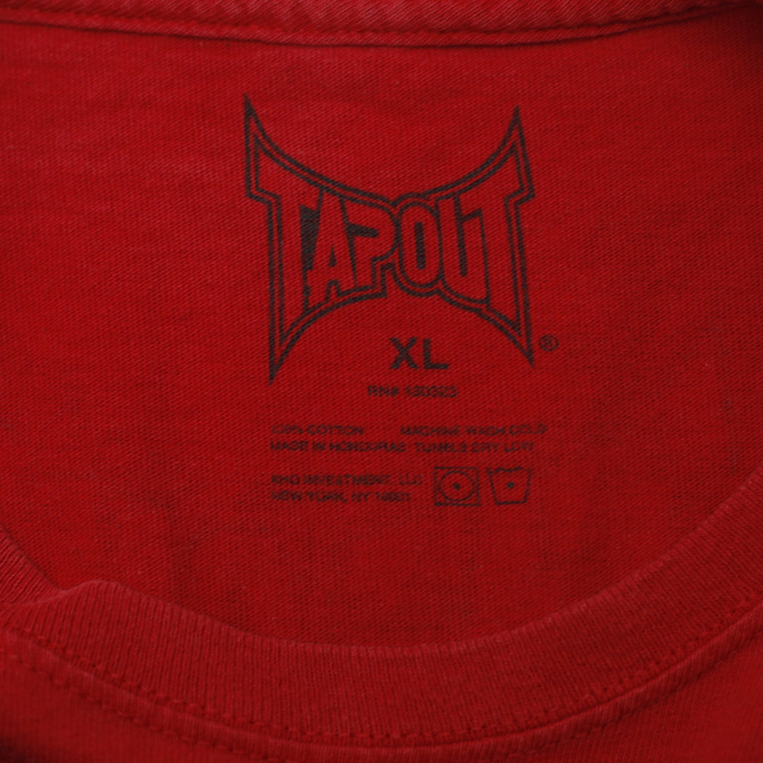 Y2K Mens Tapout Red Graphic Skulls Chains T-Shirt Size XL