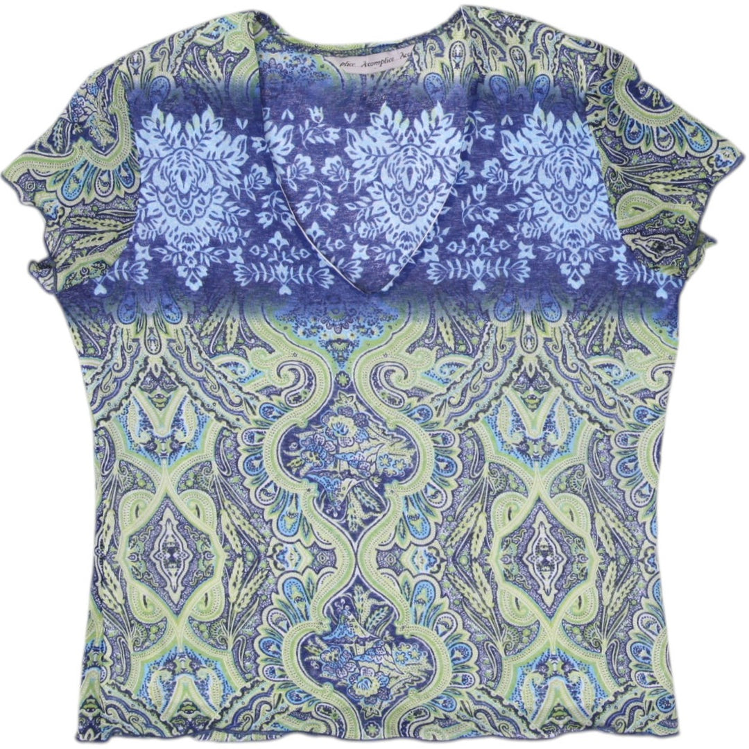 Y2K Ladies Accomplice Paisley Design Short Sleeve Top