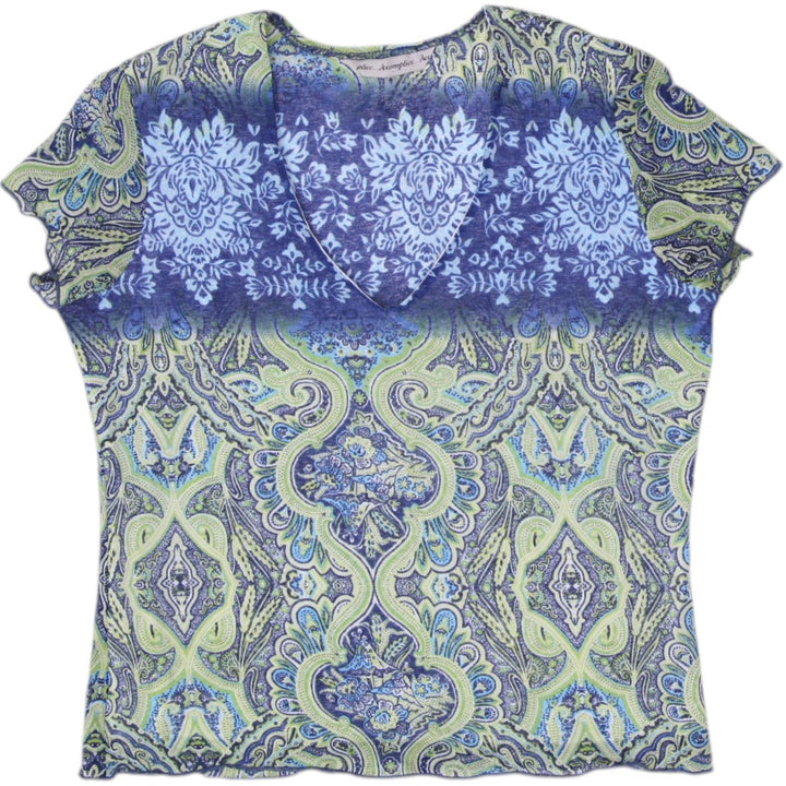 Y2K Ladies Accomplice Paisley Design Short Sleeve Top