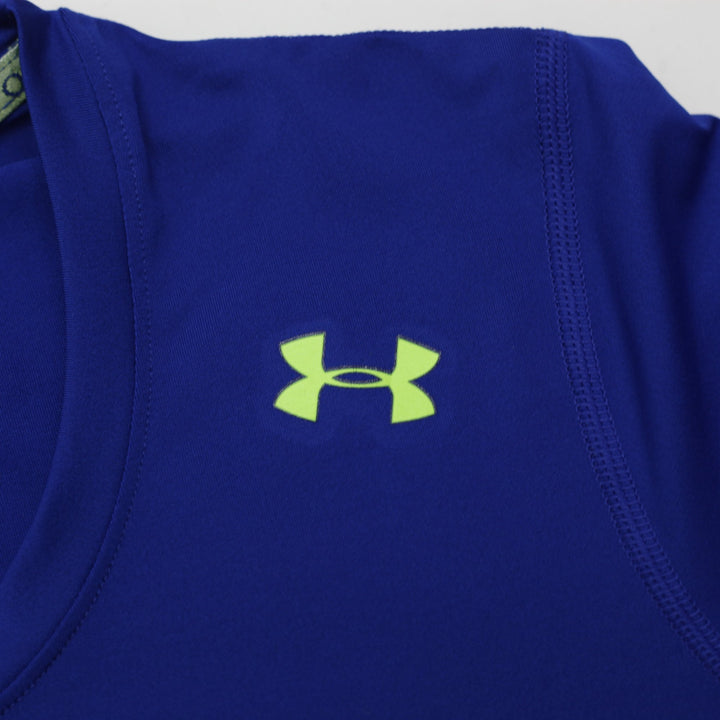 Ladies Under Armour HeatGear T-Shirt Blue Fitted Activewear Size S