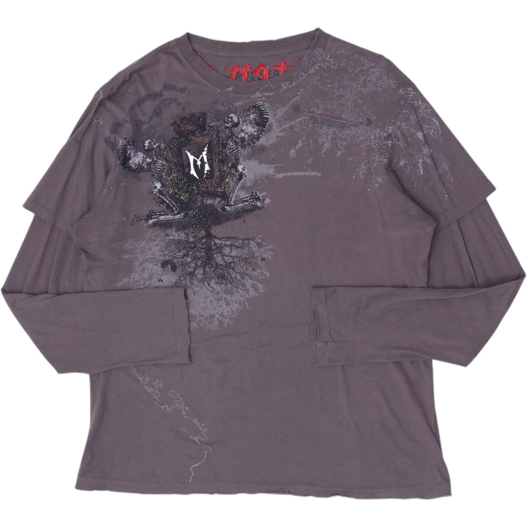 Y2K Mens Affliction "Forgotten Rebel" Layered Long Sleeve T-Shirt Size XL