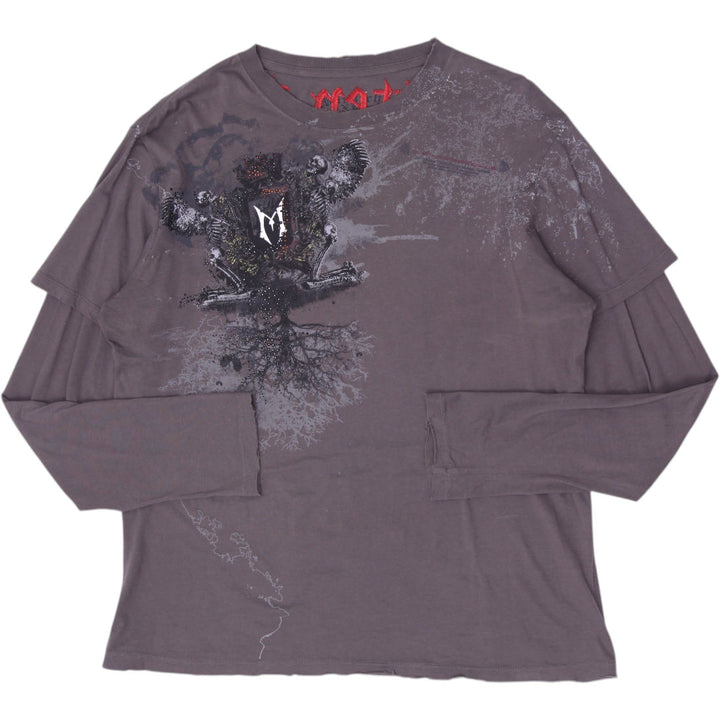 Y2K Mens Affliction "Forgotten Rebel" Layered Long Sleeve T-Shirt Size XL