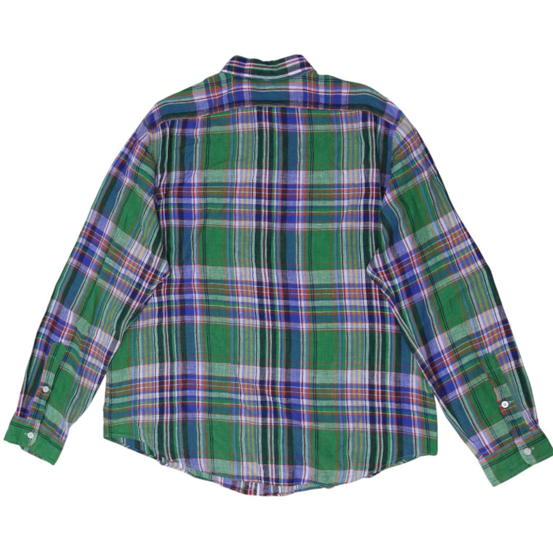 Mens Ralph Lauren Plaid 100% Linen Long Sleeve Shirt Size XXL