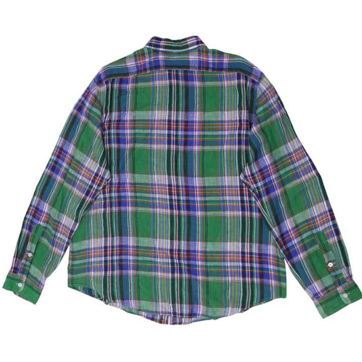 Mens Ralph Lauren Plaid 100% Linen Long Sleeve Shirt Size XXL