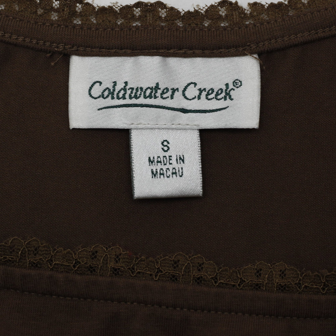 Y2K Ladies Coldwater Creek Lace Trimmed Cami Tank Top Chocolate Brown Size S