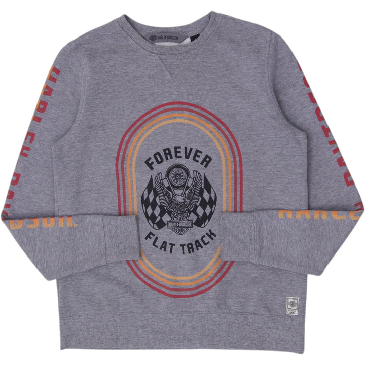 Mens Harley Davidson Flat Track Biker Sleeve Spellout Sweatshirt Size M
