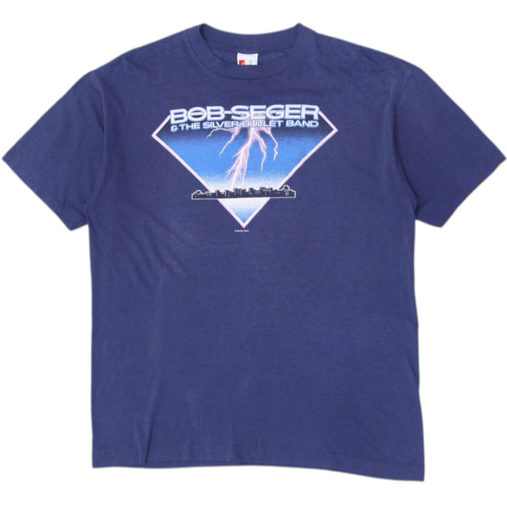 Vintage 1986 Bob Seger T-Shirt Silver Bullet Band Logo Rock N Roll Never Forgets Made In USA Single Stitch XL | Fashion Rerun