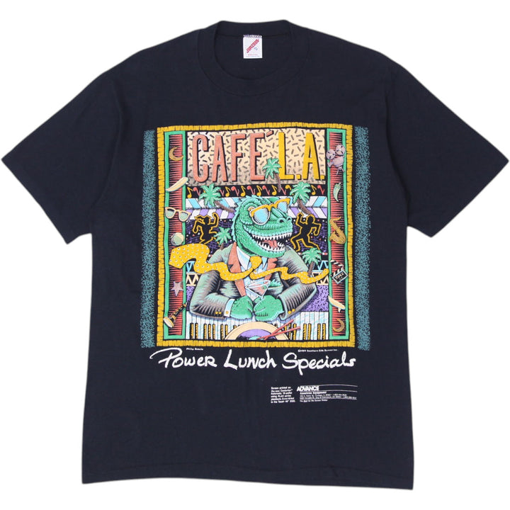 Vintage 1989 Cafe L.A. Power Lunch Specials Black Single Stitch T-Shirt Size XL | Migration_T-Shirts | Fashion Rerun