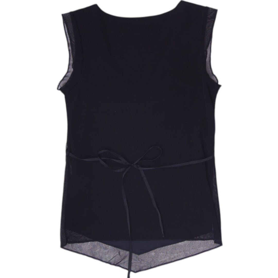 Y2K Ladies Dorothy Perkins Black Sheer Mesh Sleeveless Top  Size 10 UK 38 EU