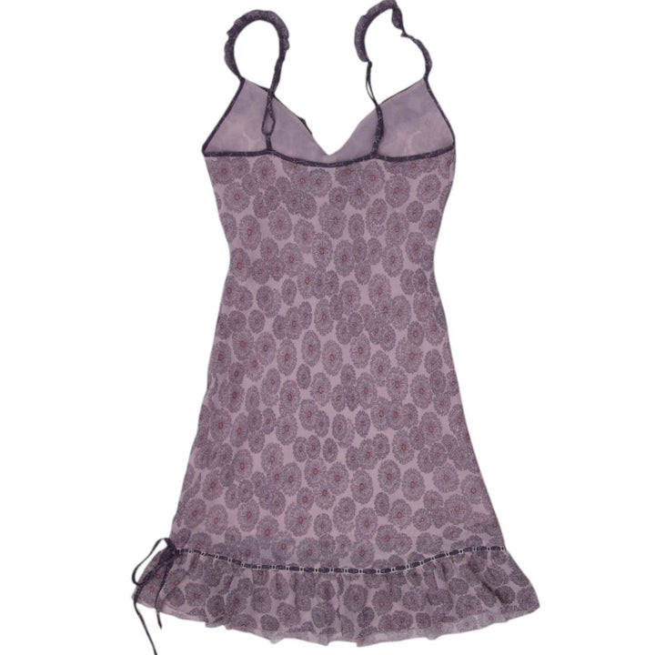 Y2K Purple Floral Lace Trim Chemise Dress - Size XS | Migration_Dresses - Side View | Fashion Rerun