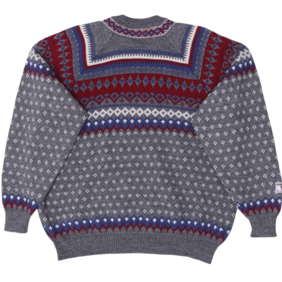 Vintage Nordstrikk Cardigan Gray Wool Norwegian Pattern Knit | Migration_Knitwear & Sweaters - Side View | Fashion Rerun