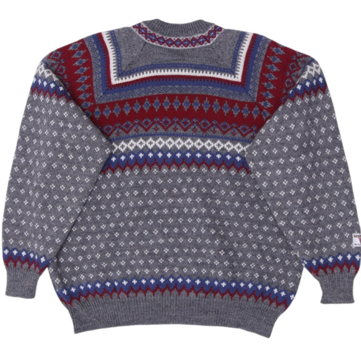 Vintage Nordstrikk Cardigan Gray Wool Norwegian Pattern Knit | Migration_Knitwear & Sweaters - Side View | Fashion Rerun