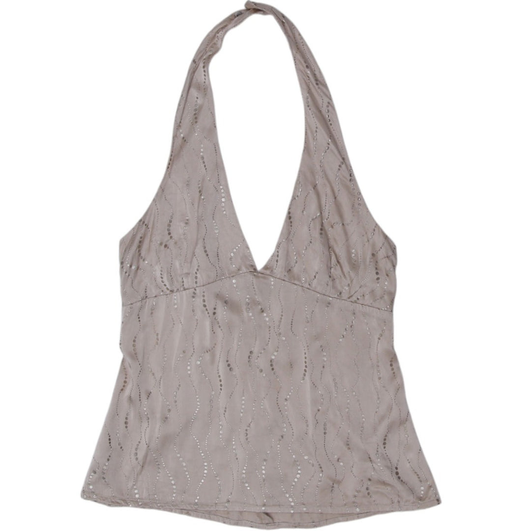 Y2K Glitter Halter Top Beige Size 3 | Migration_Y2K Tops | Fashion Rerun