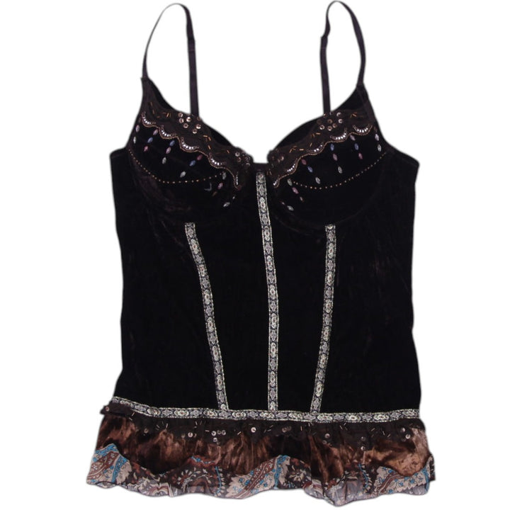Y2K Ladies Black Lace Boho Style Velvet Corset Top | Migration_Tops | Fashion Rerun
