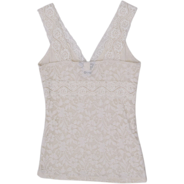 Y2K Ladies Moda International Floral Lace V-Neck Coquette Cami Top Size XS