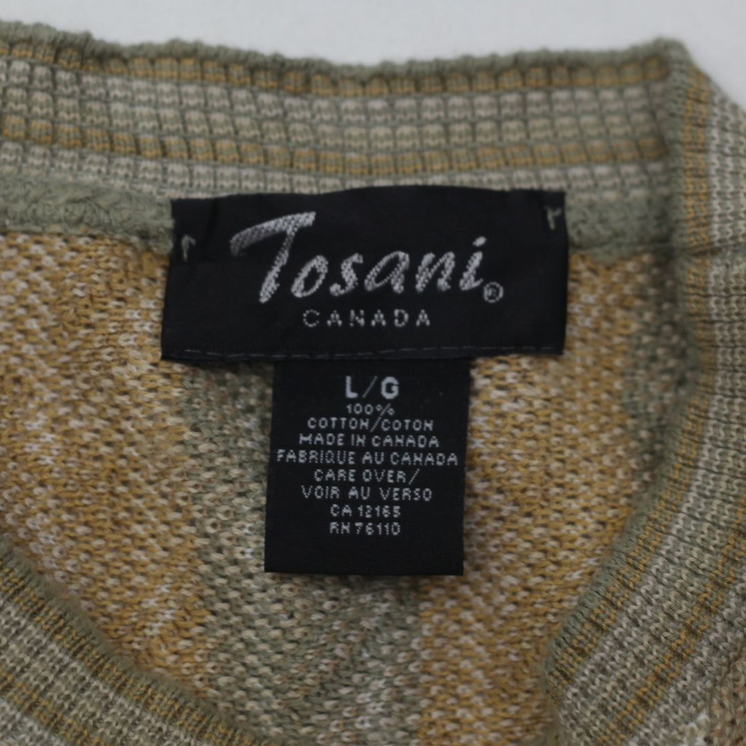 Vintage Tosani Canada Sweater Size L , Abstract Chevron Pattern Made In Canada - Fashion Rerun Vintage Migration_Sweaters