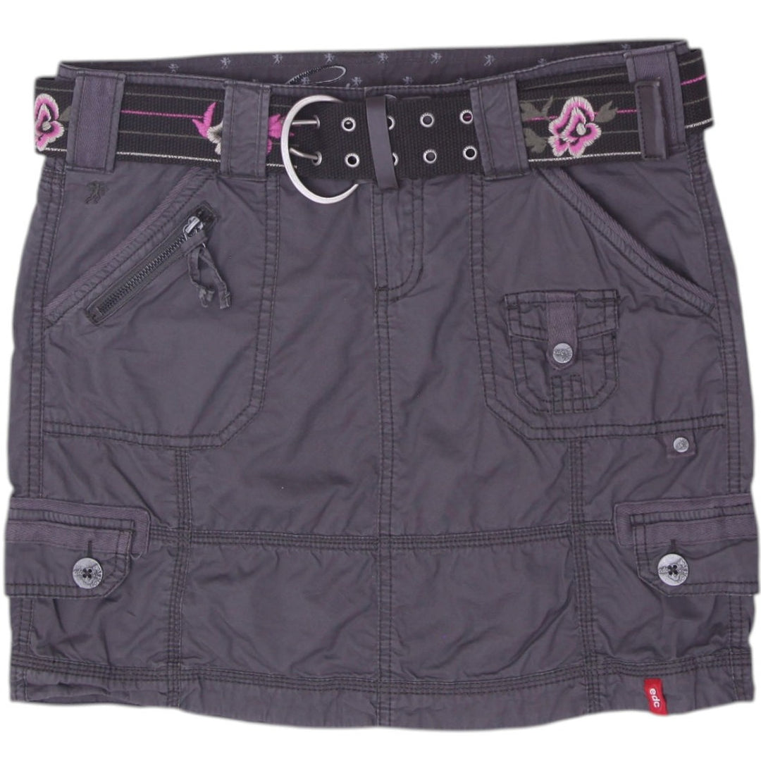 Y2K Ladies edc by Esprit Belted Mini Skirt Charcoal Gray