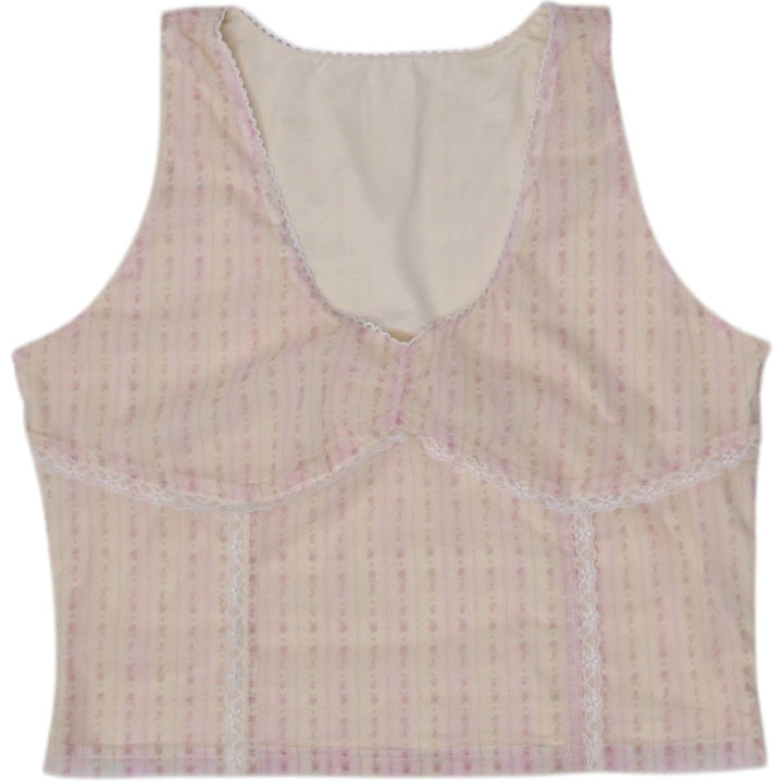 Y2K Ladies Lace Trim Cute Patterned Crop Top Size M | Migration_Y2K Tops | Fashion Rerun