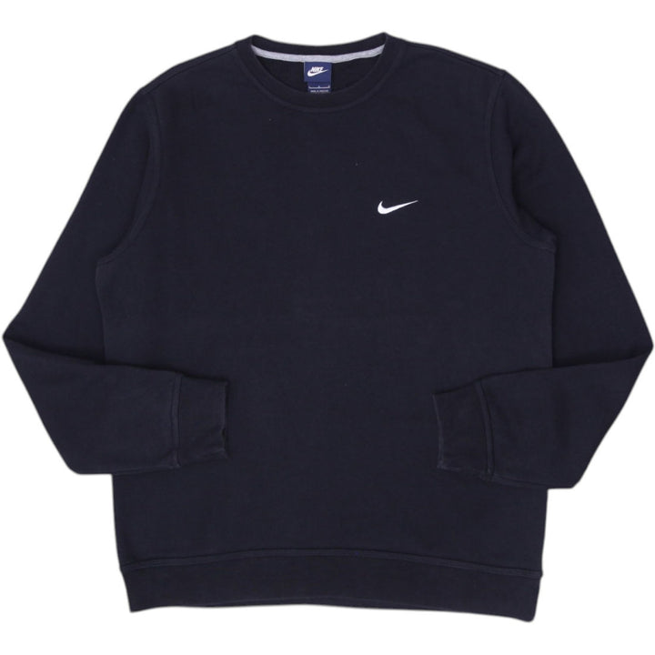 Mens Embroidered Nike Swoosh Logo Black Crewneck Sweatshirt