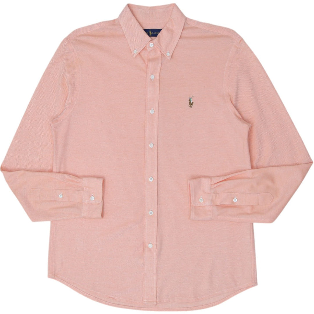 Mens Ralph Lauren Peach Pink 100% Cotton Oxford Button Down Shirt Size L