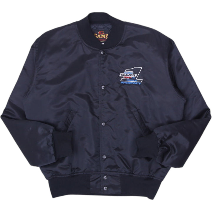 Vintage Mens Game Bomber Jacket Black Embroidered Racing Made In USA M | Migration_Jackets | Fashion Rerun