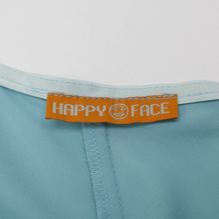Y2K Ladies Happy Face Camisole Blue Lace Detail Wrap