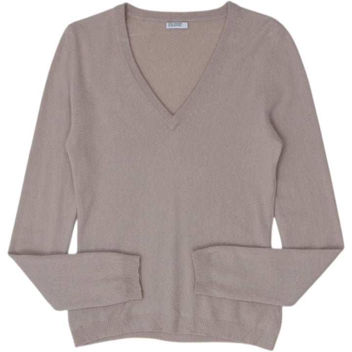 Ladies 100% Cashmere Benetton V-Neck Sweater