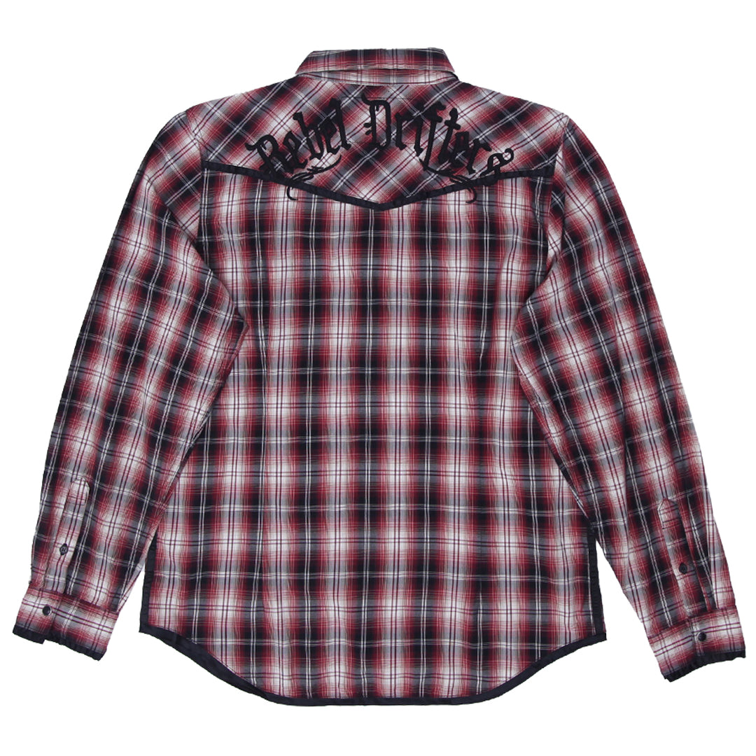 Mens Guess Plaid Rebel Drifters Button Long Sleeve Shirt - Fashion Rerun Vintage Migration_Shirt