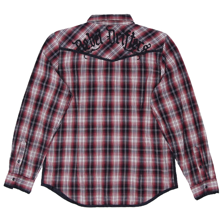 Mens Guess Plaid Rebel Drifters Button Long Sleeve Shirt - Fashion Rerun Vintage Migration_Shirt