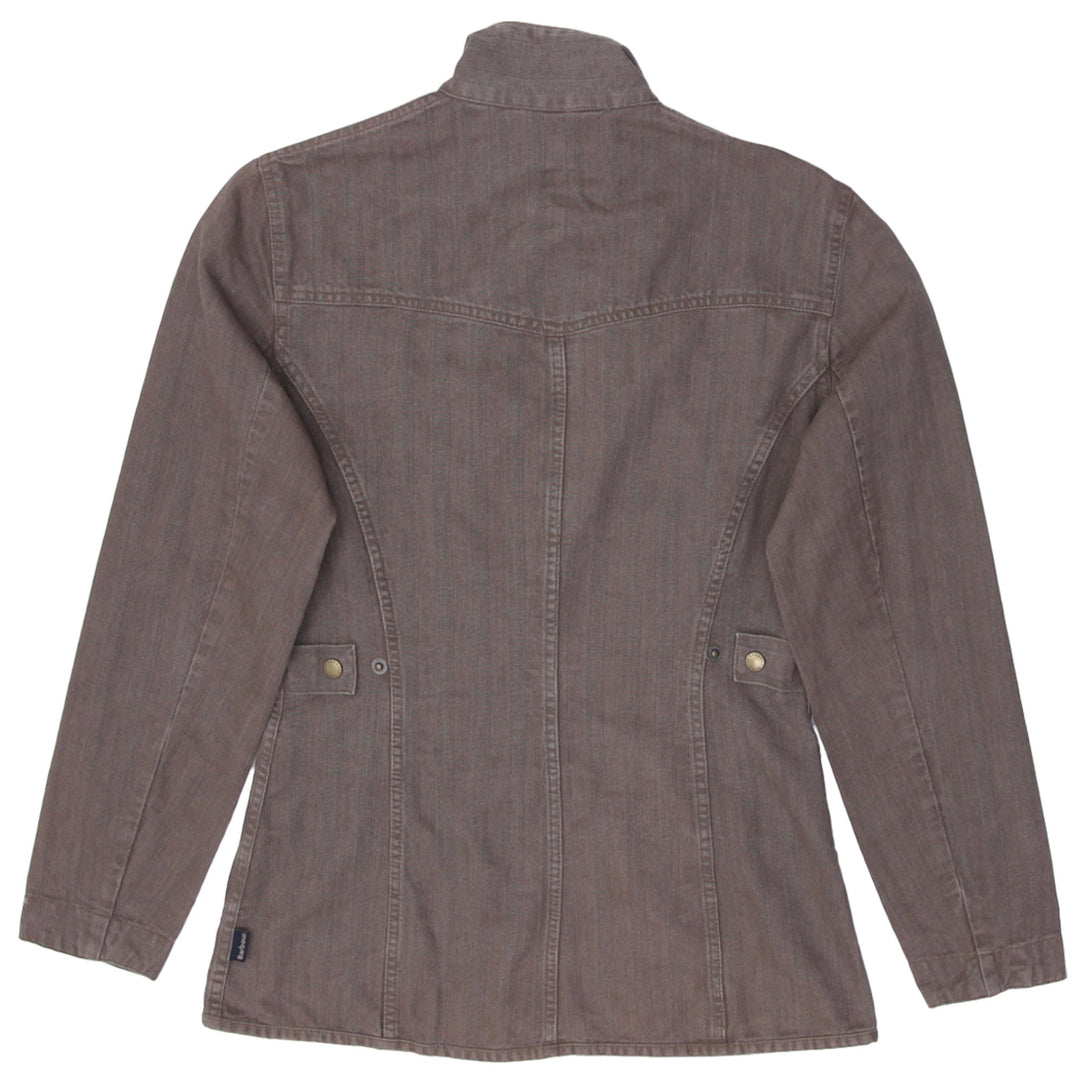 Ladies Barbour Full Zip Button Natural Weathered Jacket