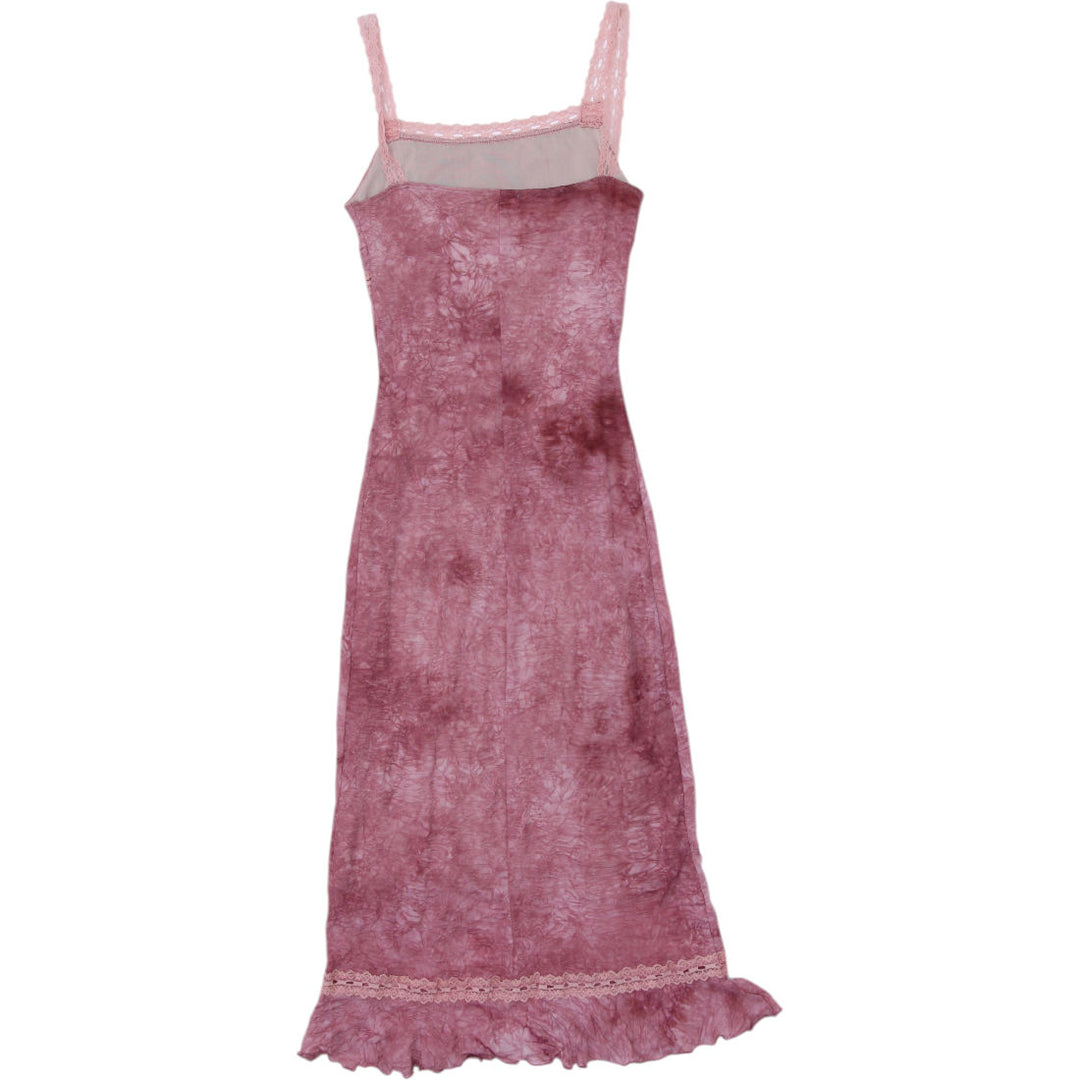 Y2K Ladies Blu Heaven Slip Dress Pink Lace Detail Size S