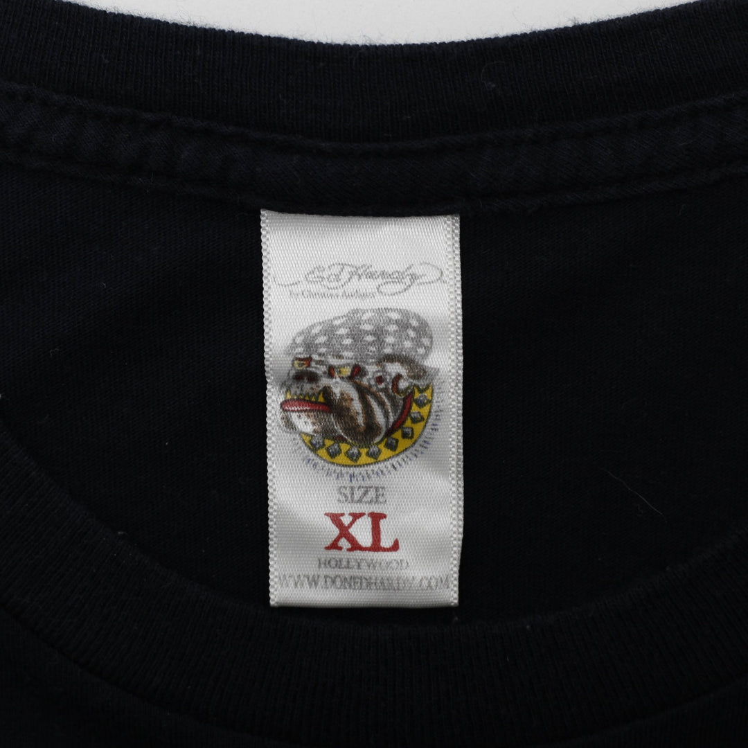Y2K Mens Ed Hardy Black Panther Rhinestone Graphic T-Shirt Size XL